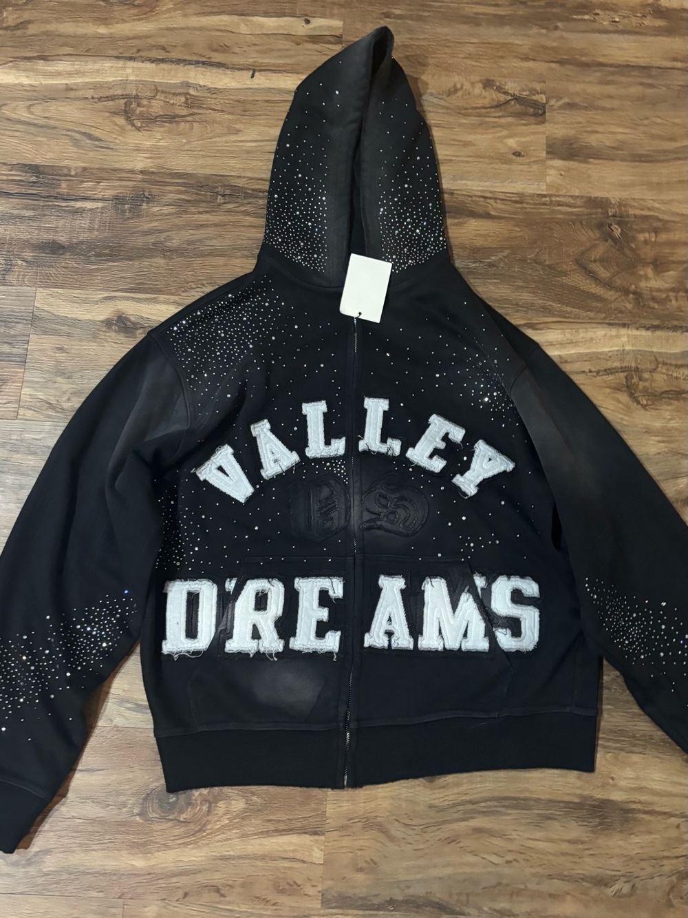 Black Embellished 'Valley Dreams' Hooded Jacket
